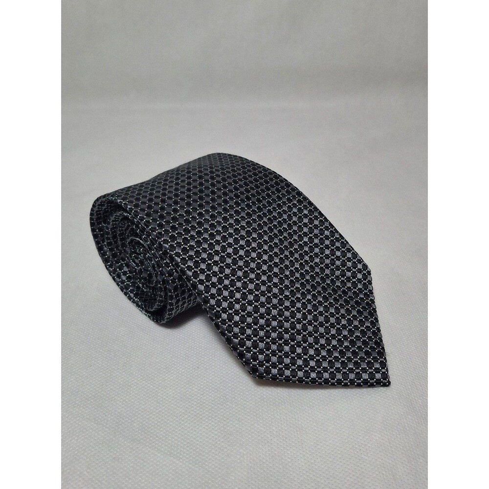 Donald Trump Signature Collection Gold Bar Black Silver Geometric Silk Neck Tie